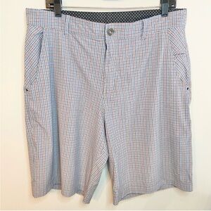 LULULEMON Kahuna Shorts Mens 36 Gray Tattersall Plaid Performance Casual Golf